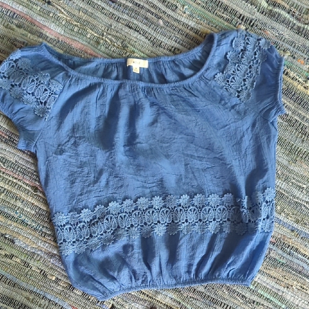 Mine Indigo Gathered Top